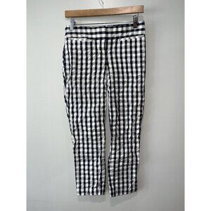 Ann Taylor Loft Zoe Cropped Gingham Pants, Size 0, Black &‎ White